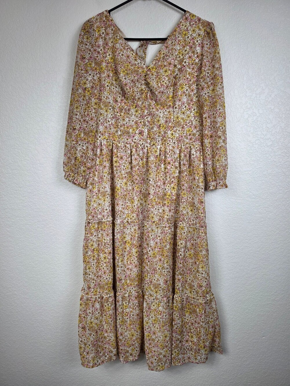 Anthropologie Sincerely Jules Floral Long Sleeve Midi Dress